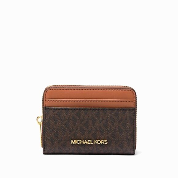 New Michael Kors Jet Set Travel Medium Card case Wallet Brown Multi - Picture 1 of 3